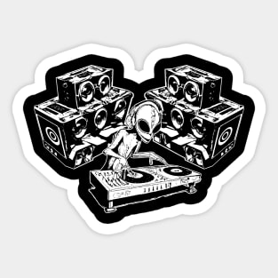 Tekno DJ Alien Rave Vinyl Sticker